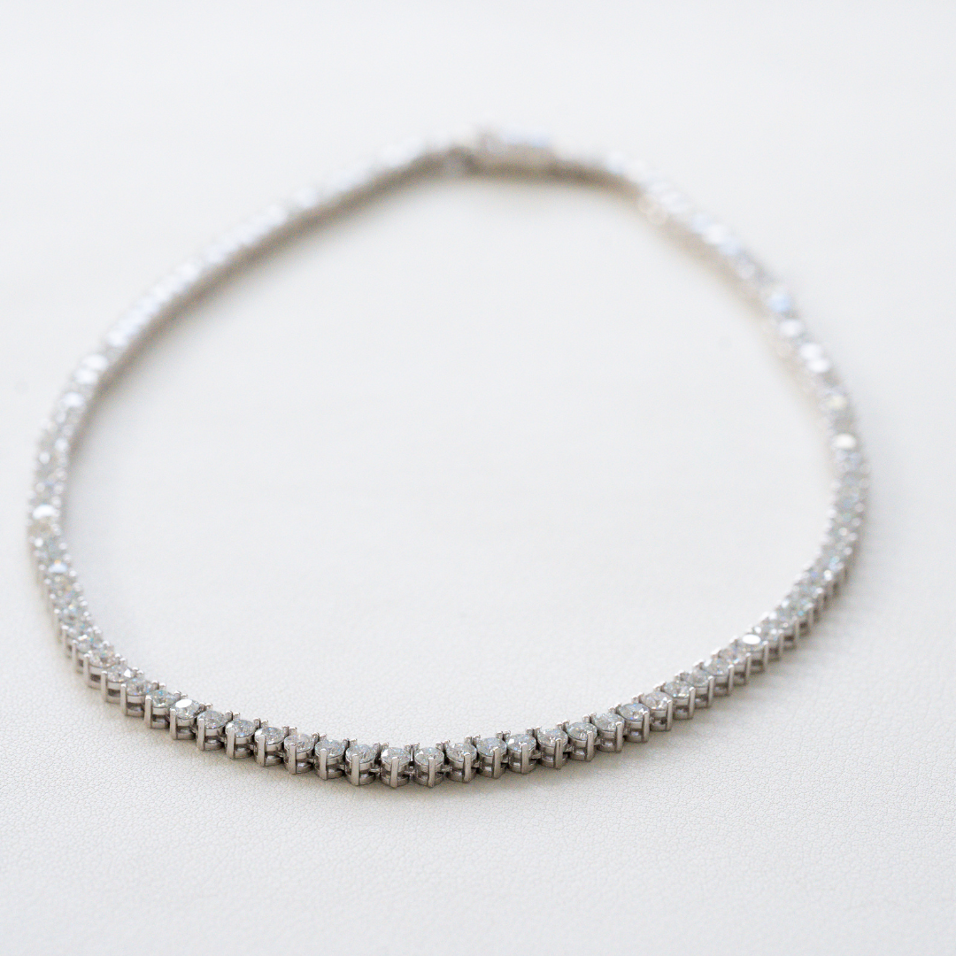ROUND BRILLIANT MOISSSANITE Tennis Necklace - 3 CLAW
