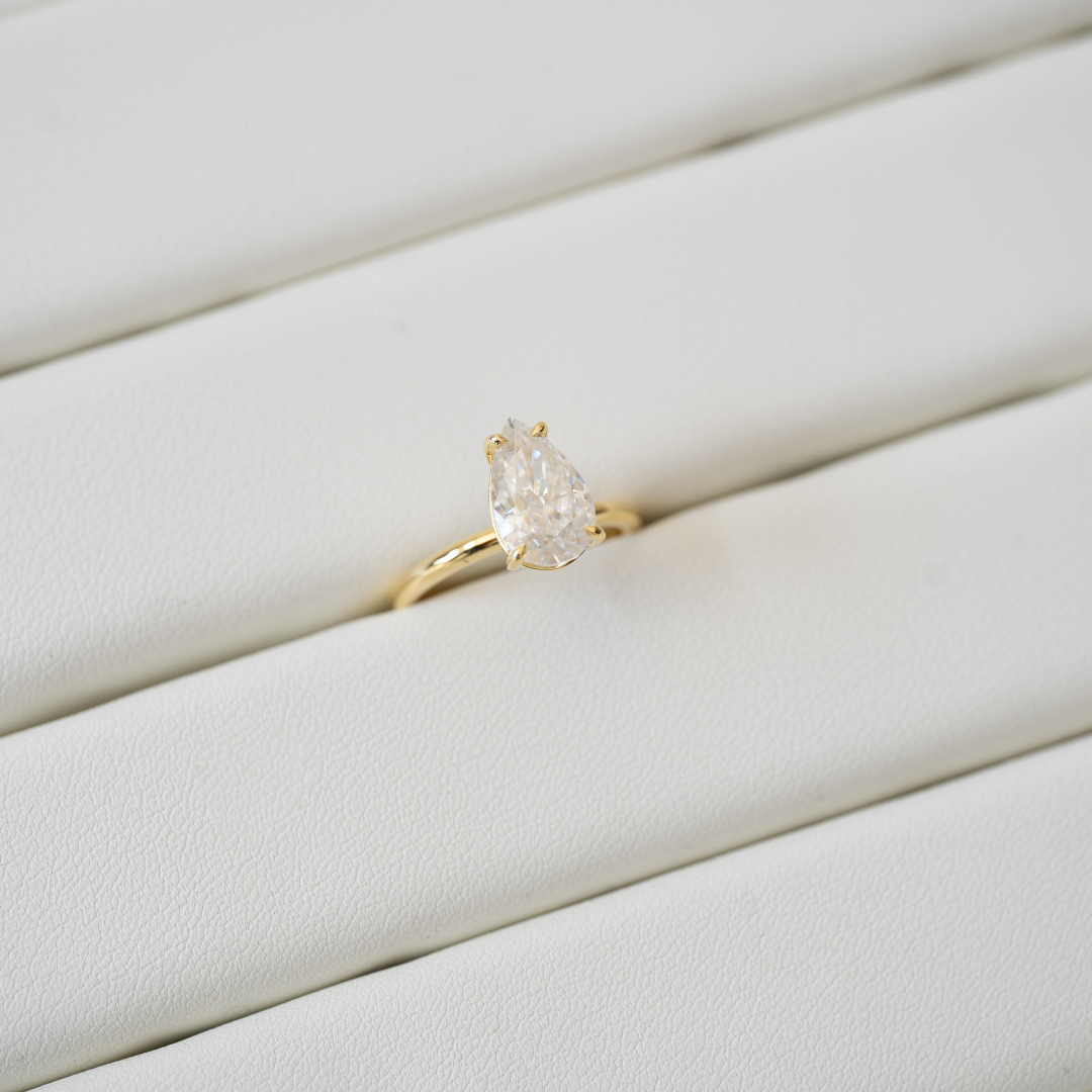 Pear Shaped Moissanite Ring