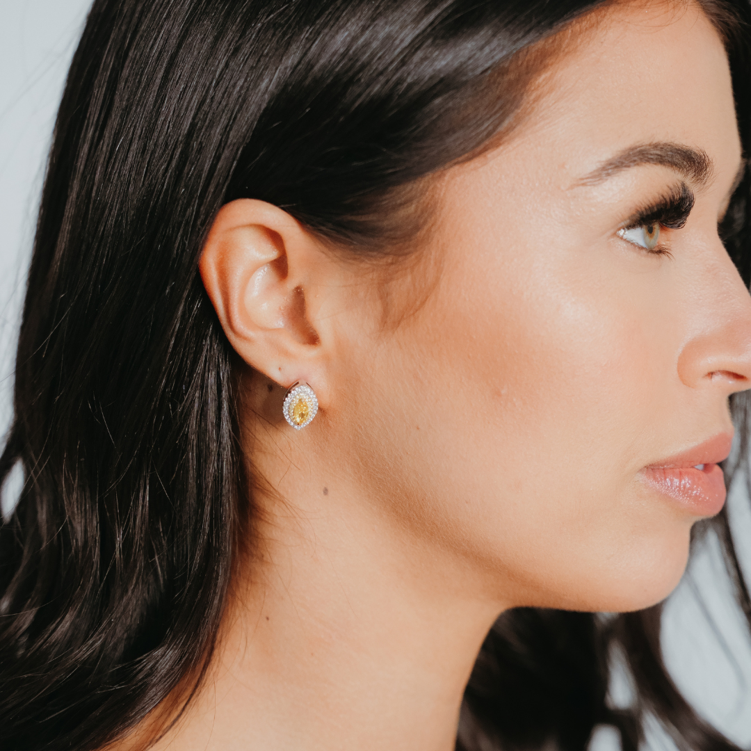 MARQUISE Yellow Sapphire Moissanite Gemstone Stud Earrings