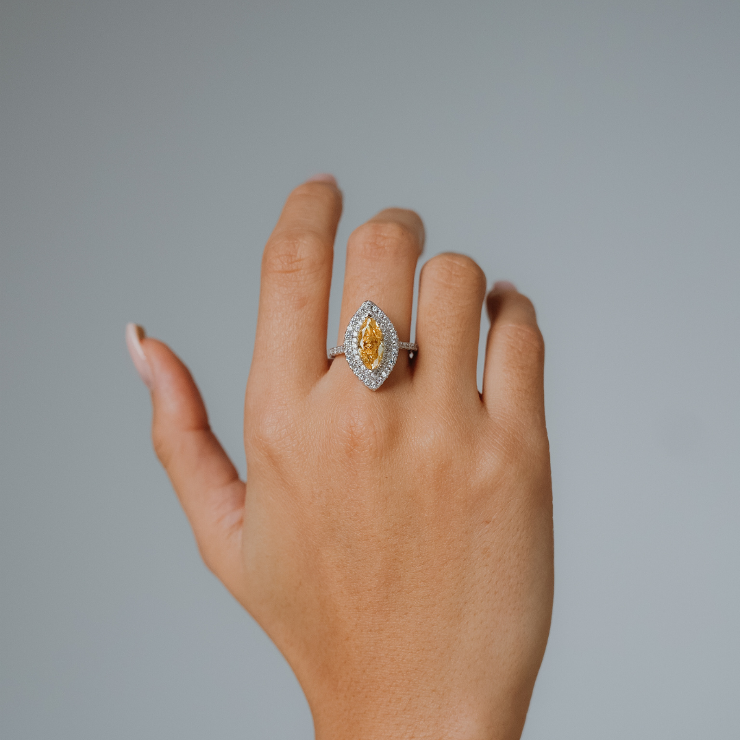 MARQUISE Yellow Sapphire Moissanite Gemstone Ring