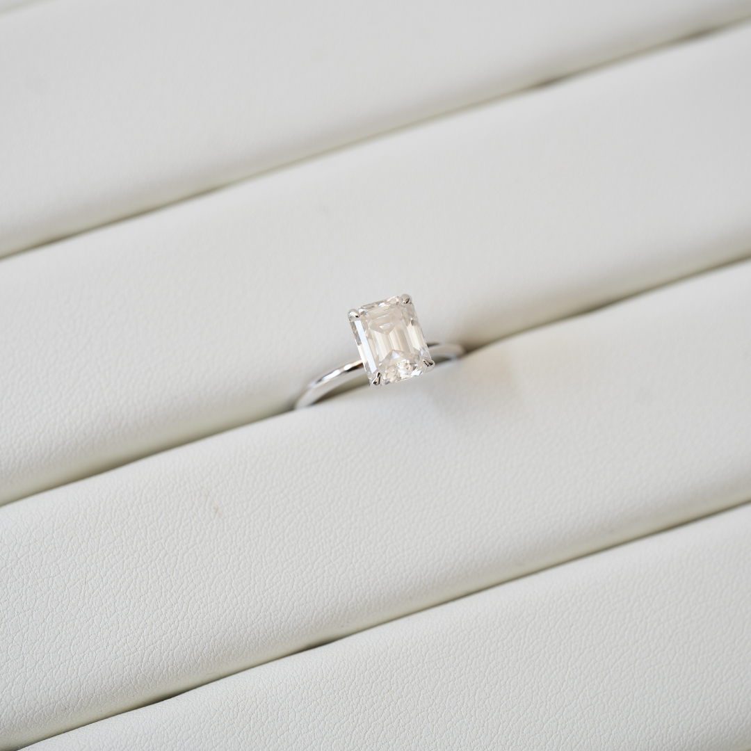 Emerald Cut Moissanite Ring