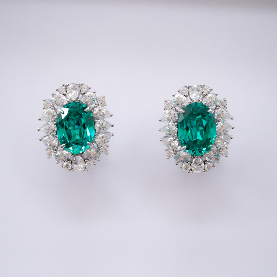 Paraiba Tourmaline Moissanite Earrings