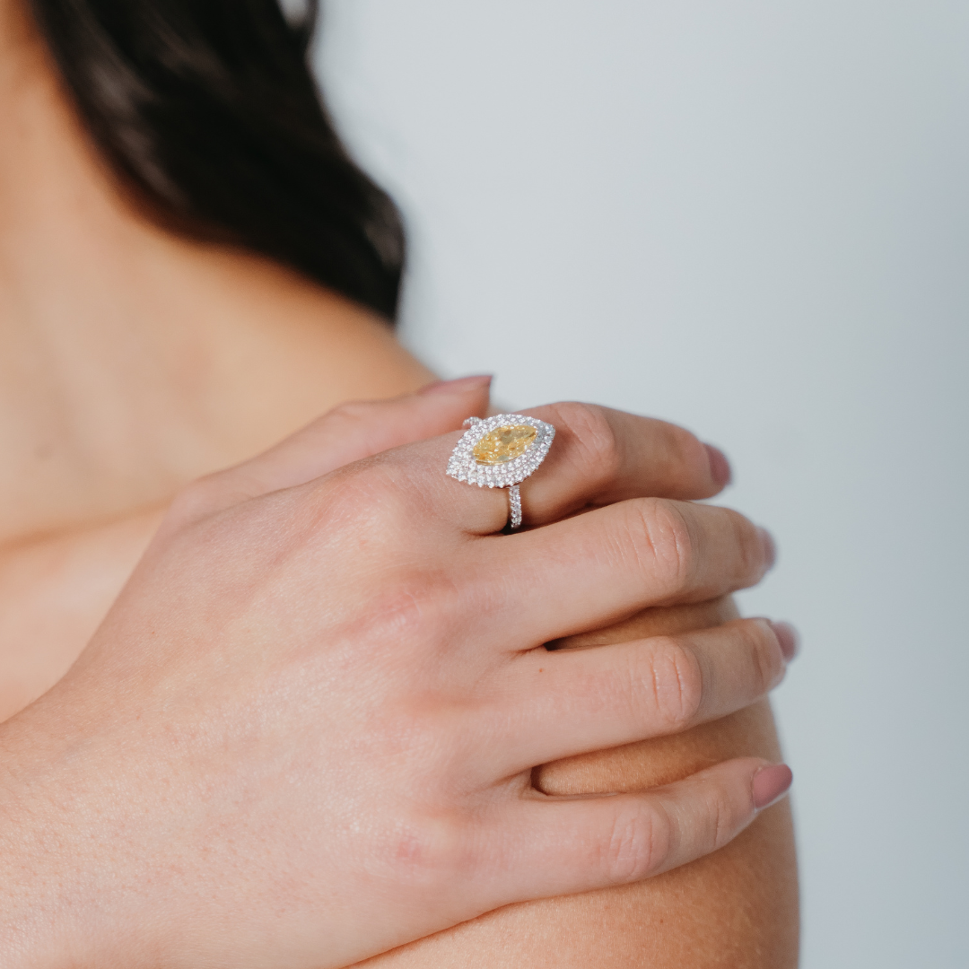 MARQUISE Yellow Sapphire Moissanite Gemstone Ring