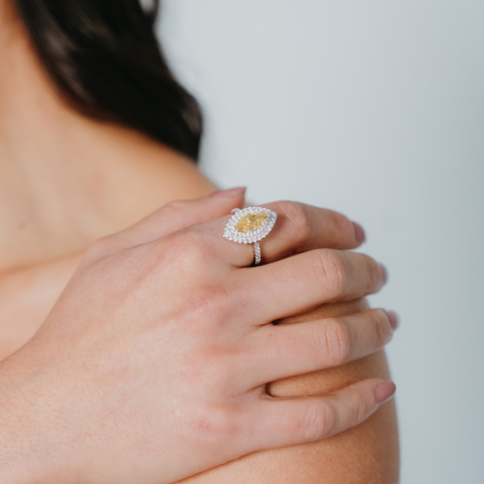 MARQUISE Yellow Sapphire Moissanite Gemstone Ring
