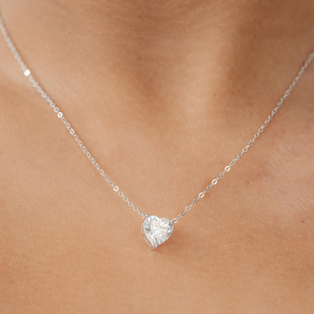 Heart Shaped Moissanite Pendant Necklace