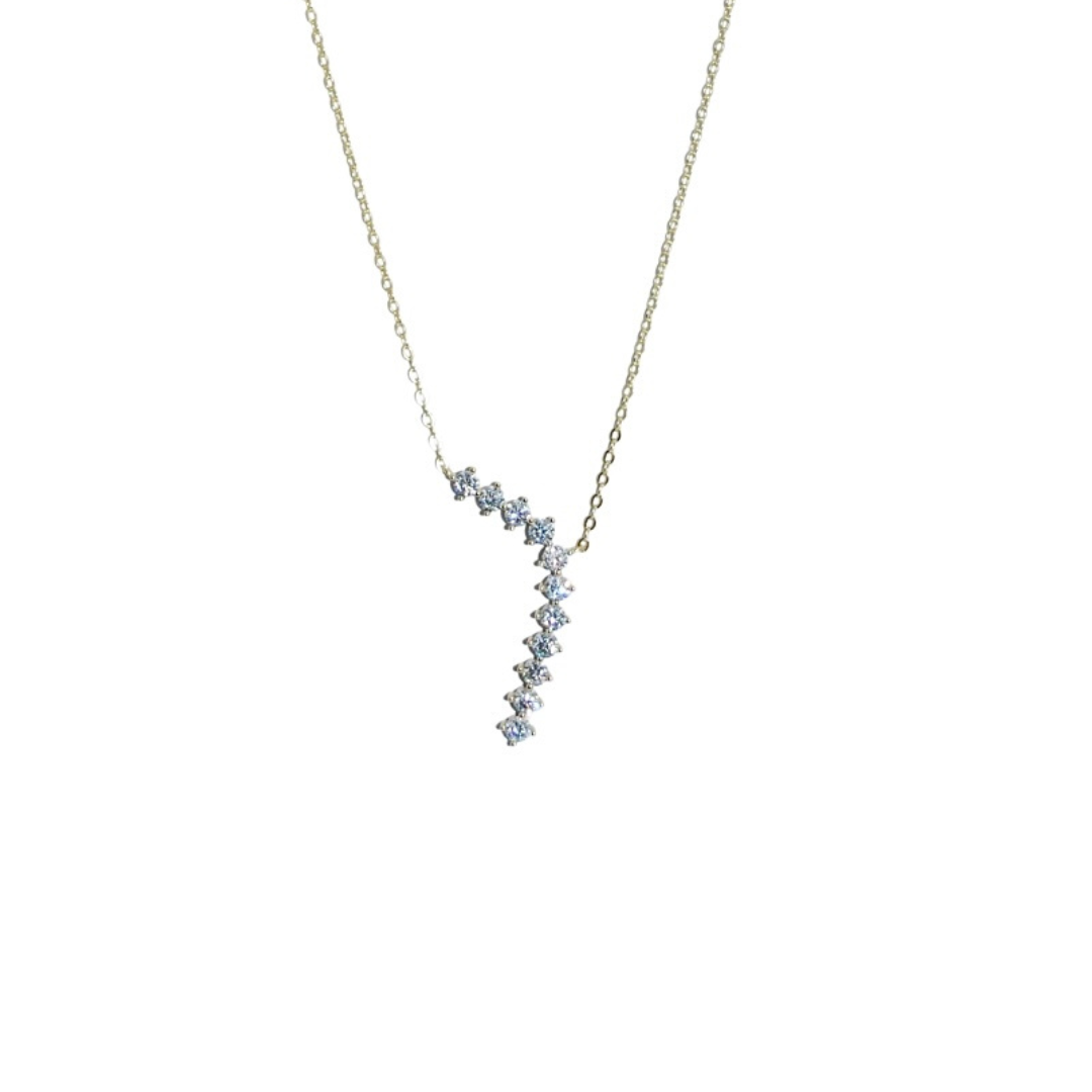 Curved Lariat Moissanite Pendant Necklace