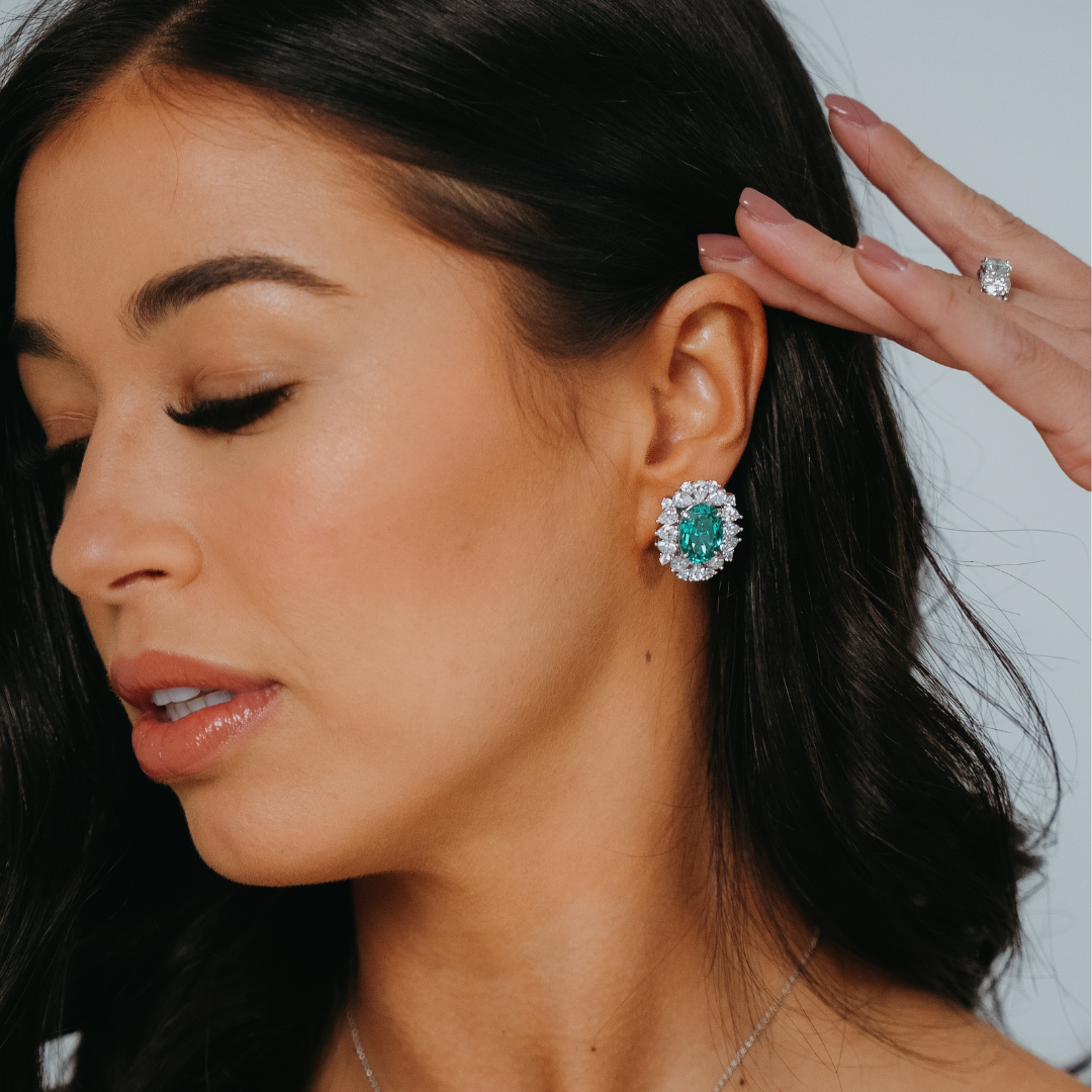 Paraiba Tourmaline Moissanite Earrings