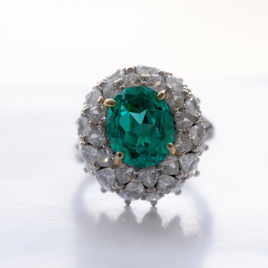 Paraiba Tourmaline Moissanite Ring
