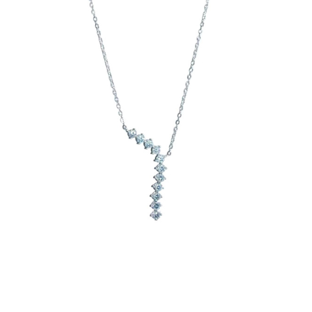 Curved Lariat Moissanite Pendant Necklace