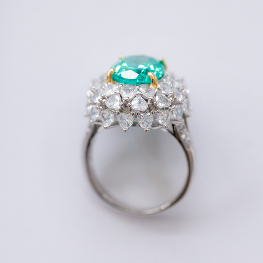 Paraiba Tourmaline Moissanite Ring