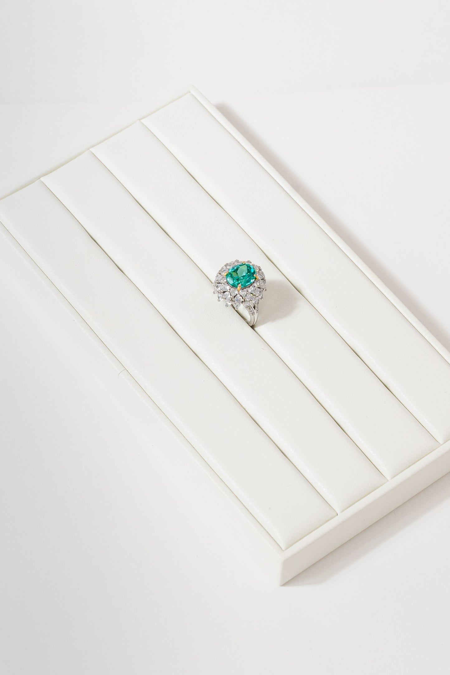 Paraiba Tourmaline Moissanite Ring