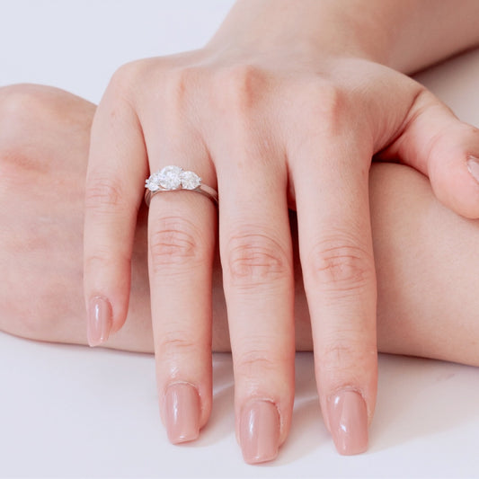 ROUND MOISSANITE Trilogy Ring