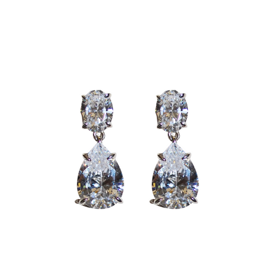 Oval with Pear Drop Moissanite Earrings