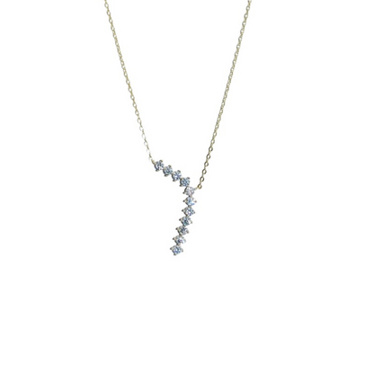 Curved Lariat Moissanite Pendant Necklace