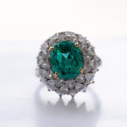Paraiba Tourmaline Moissanite Ring