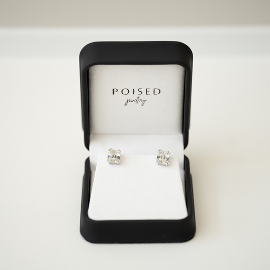 Emerald Cut Moissanite Earrings