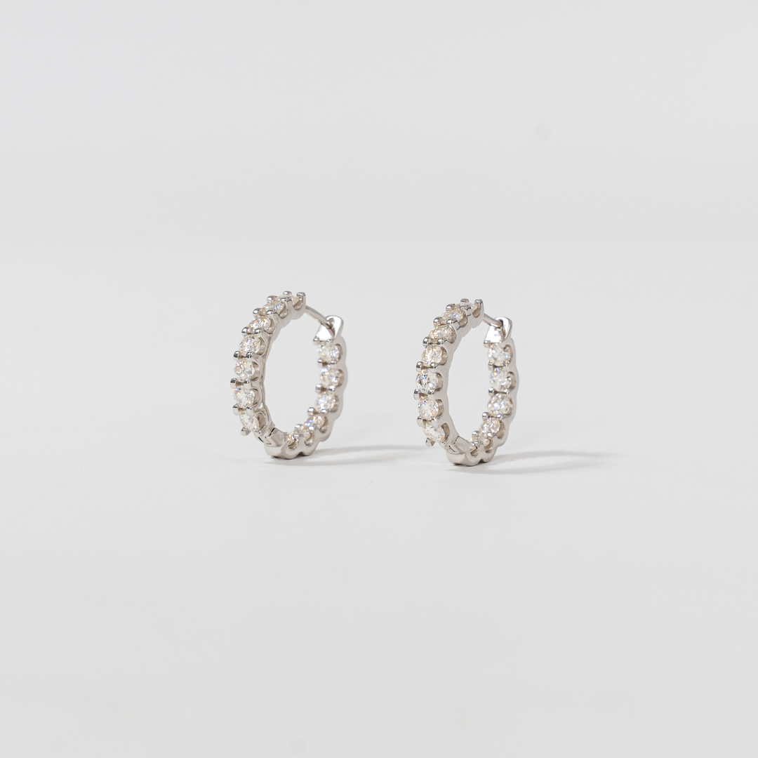 Moissanite Hoop / Huggie Earrings (M)