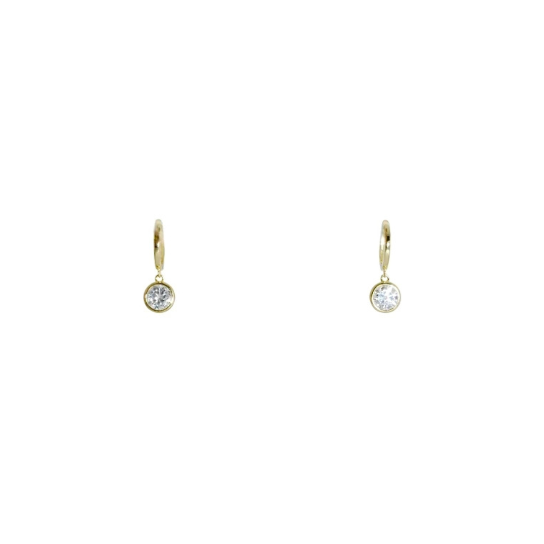 Hoop Earrings with Dangling Moissanite (Bezel)