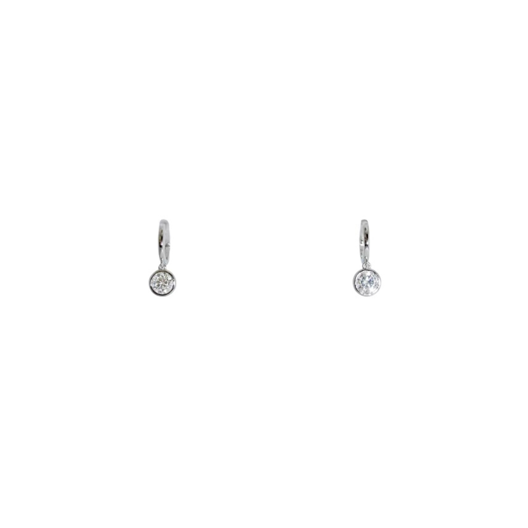 Hoop Earrings with Dangling Moissanite (Bezel)