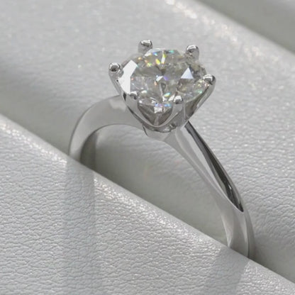 ROUND BRILLIANT MOISSANITE Solitaire Ring - Silver